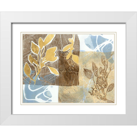 Embellished Leaf Inclusion I White Modern Wood Framed Art Print with Double Matting by Goldberger, Jennifer