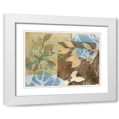 Embellished Leaf Inclusion II White Modern Wood Framed Art Print with Double Matting by Goldberger, Jennifer