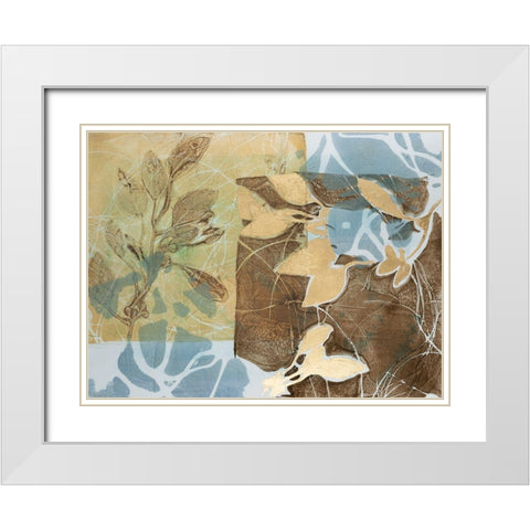 Embellished Leaf Inclusion II White Modern Wood Framed Art Print with Double Matting by Goldberger, Jennifer