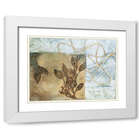 Embellished Leaf Inclusion V White Modern Wood Framed Art Print with Double Matting by Goldberger, Jennifer