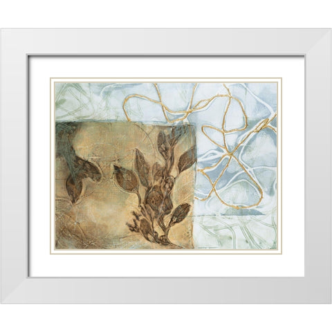 Embellished Leaf Inclusion V White Modern Wood Framed Art Print with Double Matting by Goldberger, Jennifer