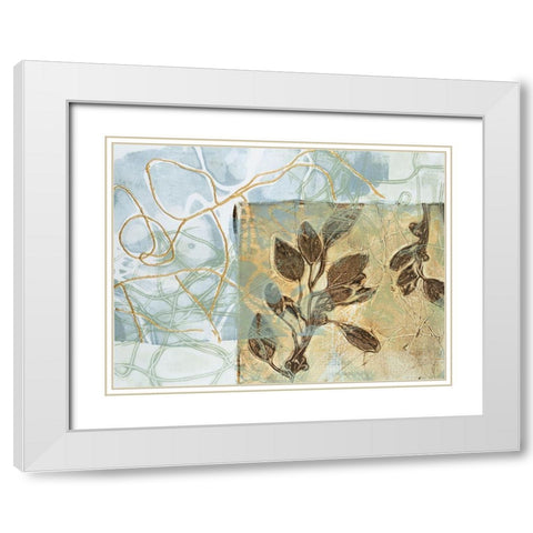 Embellished Leaf Inclusion VI White Modern Wood Framed Art Print with Double Matting by Goldberger, Jennifer