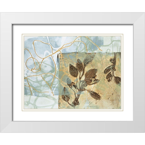 Embellished Leaf Inclusion VI White Modern Wood Framed Art Print with Double Matting by Goldberger, Jennifer