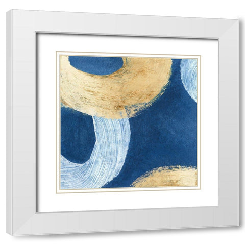 Blue And Gold Revolution I White Modern Wood Framed Art Print with Double Matting by Meagher, Megan