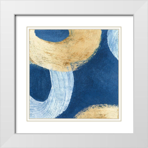Blue And Gold Revolution I White Modern Wood Framed Art Print with Double Matting by Meagher, Megan