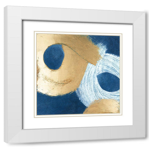 Blue And Gold Revolution II White Modern Wood Framed Art Print with Double Matting by Meagher, Megan