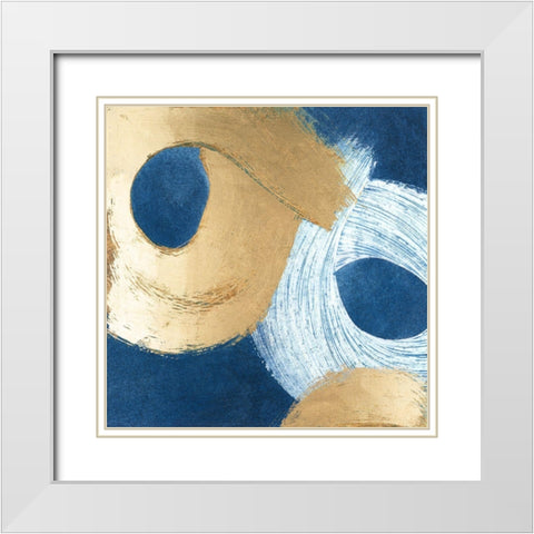 Blue And Gold Revolution II White Modern Wood Framed Art Print with Double Matting by Meagher, Megan