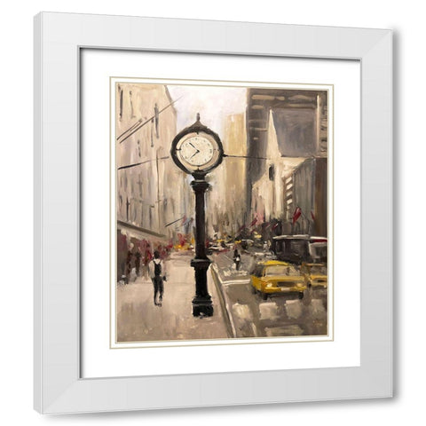 City Time White Modern Wood Framed Art Print with Double Matting by Stevens, Allayn