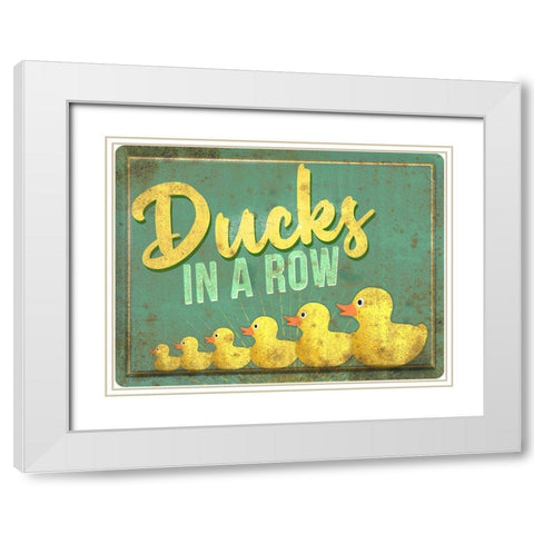Ducks in a Row White Modern Wood Framed Art Print with Double Matting by North 40