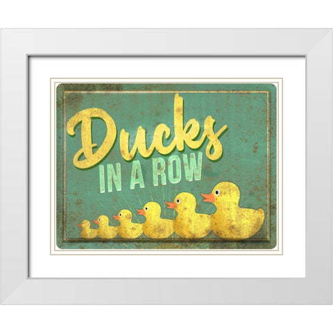 Ducks in a Row White Modern Wood Framed Art Print with Double Matting by North 40