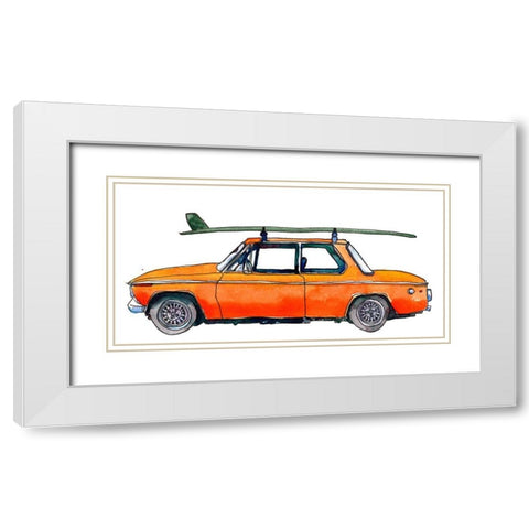 Surf Car White Modern Wood Framed Art Print with Double Matting by McCreery, Paul