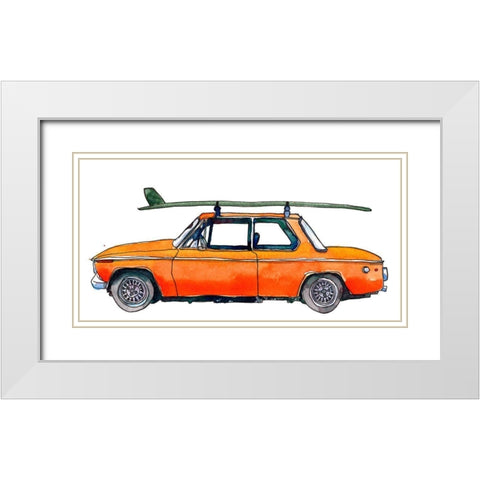 Surf Car White Modern Wood Framed Art Print with Double Matting by McCreery, Paul