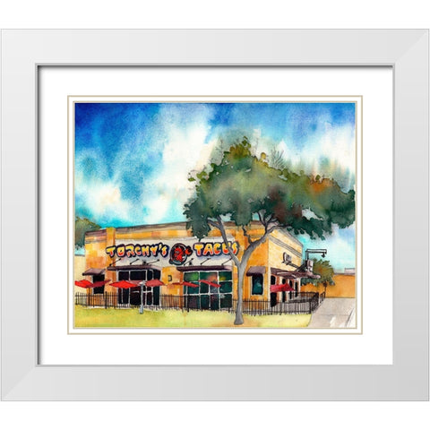Torchys Tacos White Modern Wood Framed Art Print with Double Matting by McCreery, Paul