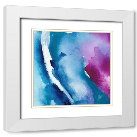 Misty Flowers I White Modern Wood Framed Art Print with Double Matting by Combs, Joyce
