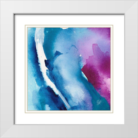 Misty Flowers I White Modern Wood Framed Art Print with Double Matting by Combs, Joyce