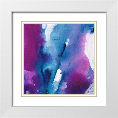 Misty Flowers II White Modern Wood Framed Art Print with Double Matting by Combs, Joyce