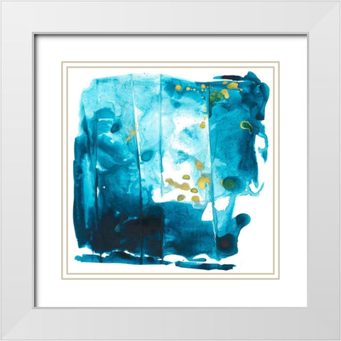 Turquoise Tidbits White Modern Wood Framed Art Print with Double Matting by Combs, Joyce