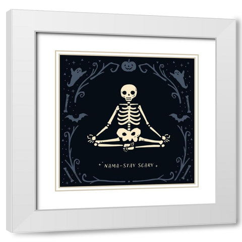 Scary Stretches II White Modern Wood Framed Art Print with Double Matting by Barnes, Victoria