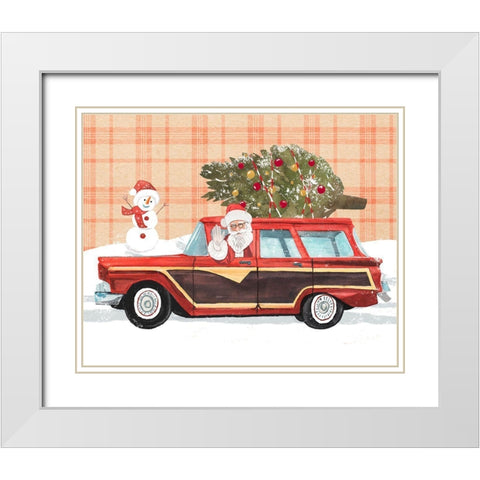 Santa on Wheels I White Modern Wood Framed Art Print with Double Matting by Warren, Annie