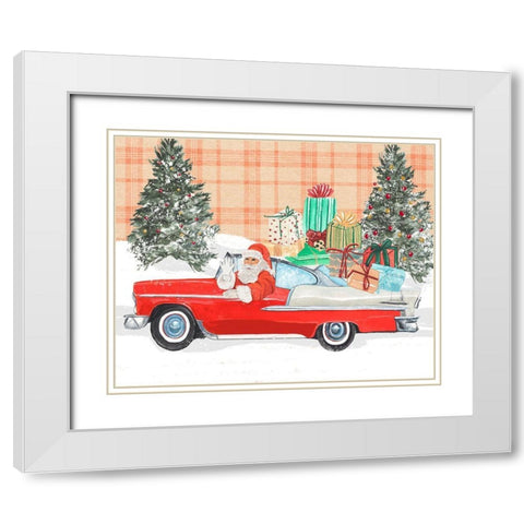 Santa on Wheels II White Modern Wood Framed Art Print with Double Matting by Warren, Annie