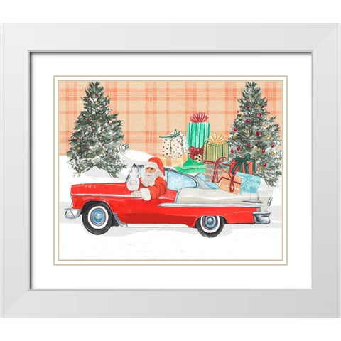 Santa on Wheels II White Modern Wood Framed Art Print with Double Matting by Warren, Annie