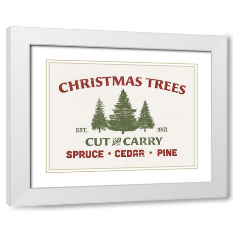 Christmas Farm Sign I White Modern Wood Framed Art Print with Double Matting by Barnes, Victoria