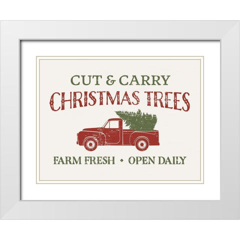 Christmas Farm Sign II White Modern Wood Framed Art Print with Double Matting by Barnes, Victoria