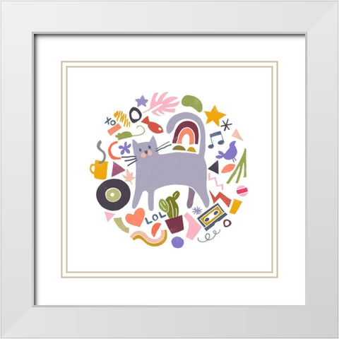 Cool Cats I White Modern Wood Framed Art Print with Double Matting by Vess, June Erica