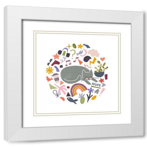 Cool Cats II White Modern Wood Framed Art Print with Double Matting by Vess, June Erica