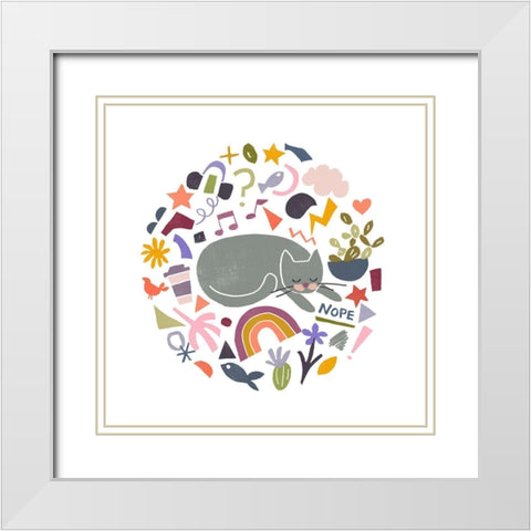 Cool Cats II White Modern Wood Framed Art Print with Double Matting by Vess, June Erica