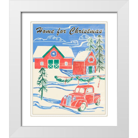 Home for Christmas I White Modern Wood Framed Art Print with Double Matting by Wang, Melissa