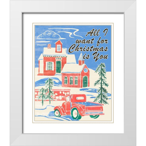 Home for Christmas III White Modern Wood Framed Art Print with Double Matting by Wang, Melissa