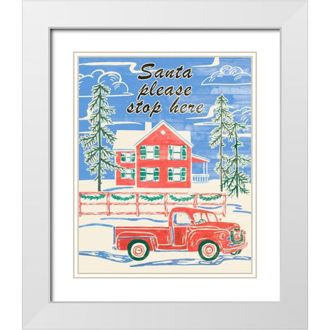 Home for Christmas V White Modern Wood Framed Art Print with Double Matting by Wang, Melissa