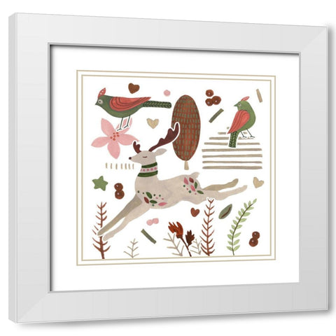 Reindeer Wishes I White Modern Wood Framed Art Print with Double Matting by Wang, Melissa