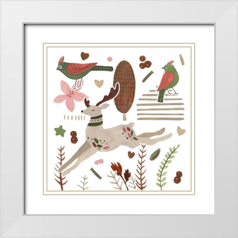 Reindeer Wishes I White Modern Wood Framed Art Print with Double Matting by Wang, Melissa