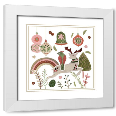 Reindeer Wishes II White Modern Wood Framed Art Print with Double Matting by Wang, Melissa
