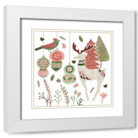 Reindeer Wishes III White Modern Wood Framed Art Print with Double Matting by Wang, Melissa