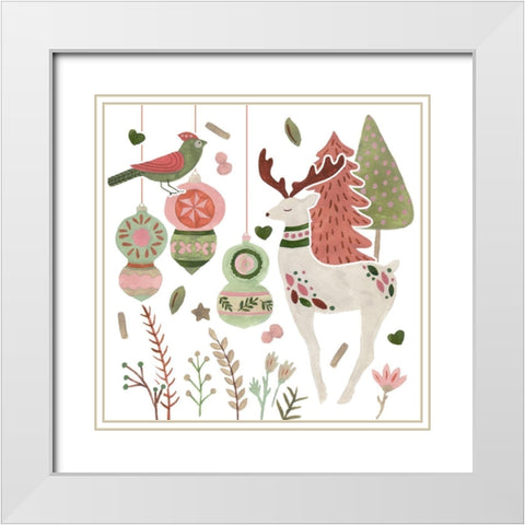 Reindeer Wishes III White Modern Wood Framed Art Print with Double Matting by Wang, Melissa