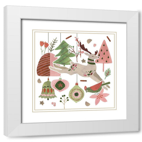 Reindeer Wishes IV White Modern Wood Framed Art Print with Double Matting by Wang, Melissa