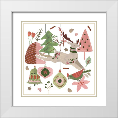 Reindeer Wishes IV White Modern Wood Framed Art Print with Double Matting by Wang, Melissa