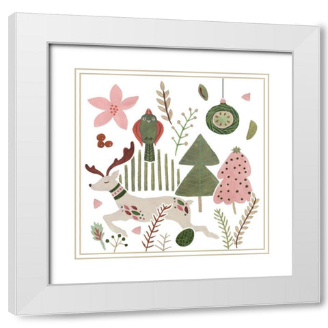 Reindeer Wishes VI White Modern Wood Framed Art Print with Double Matting by Wang, Melissa
