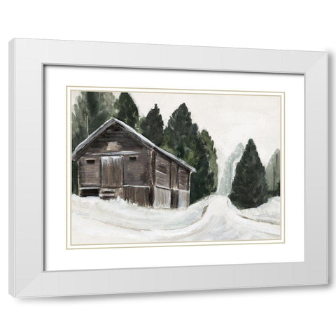 Winter Barn I White Modern Wood Framed Art Print with Double Matting by Warren, Annie