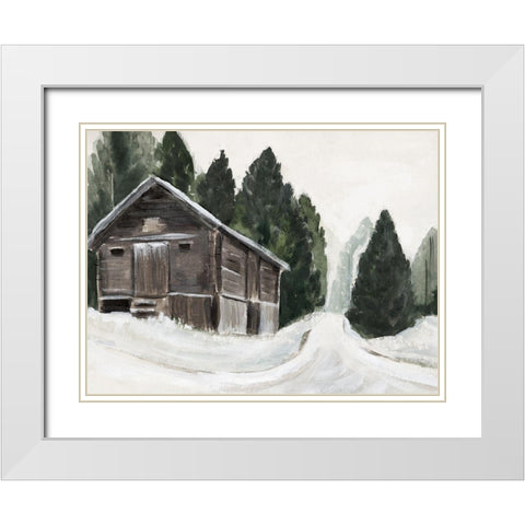 Winter Barn I White Modern Wood Framed Art Print with Double Matting by Warren, Annie