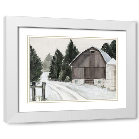 Winter Barn II White Modern Wood Framed Art Print with Double Matting by Warren, Annie