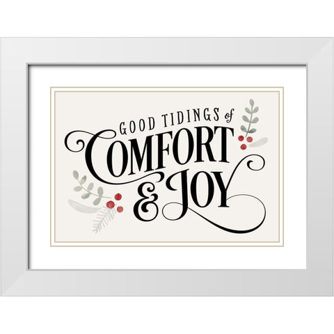 Merry Sentiment I White Modern Wood Framed Art Print with Double Matting by Barnes, Victoria