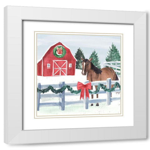 Christmas Farm II White Modern Wood Framed Art Print with Double Matting by Warren, Annie