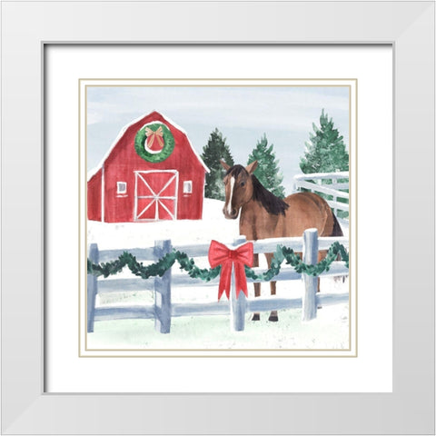 Christmas Farm II White Modern Wood Framed Art Print with Double Matting by Warren, Annie