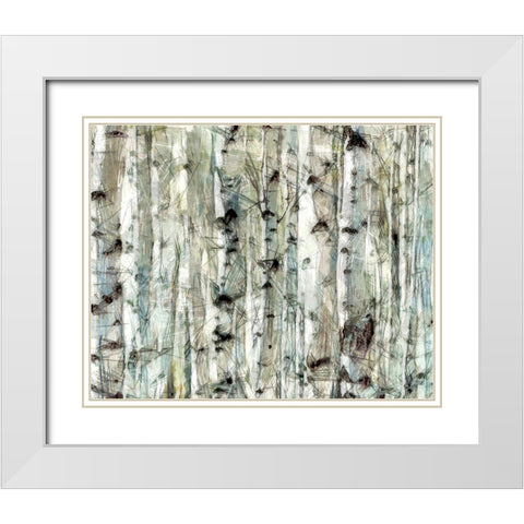 Birch Bunch II White Modern Wood Framed Art Print with Double Matting by Saunders, Alonzo