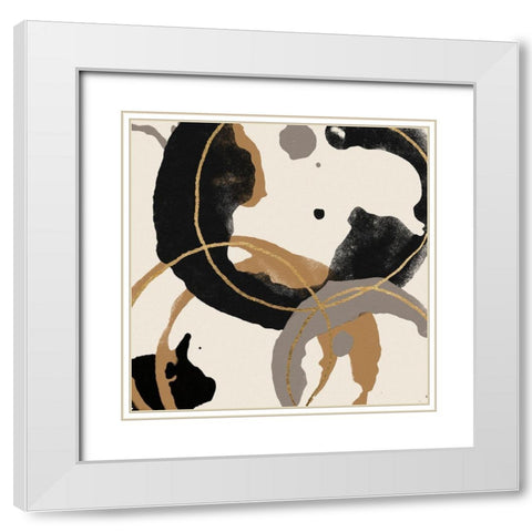 Coffee Stained II White Modern Wood Framed Art Print with Double Matting by Saunders, Alonzo