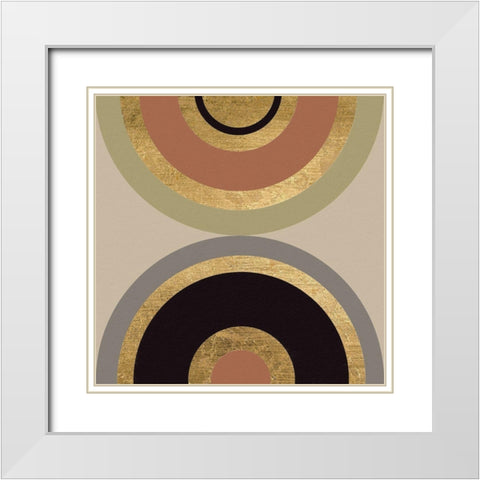 Wheel on Wheel I White Modern Wood Framed Art Print with Double Matting by Saunders, Alonzo